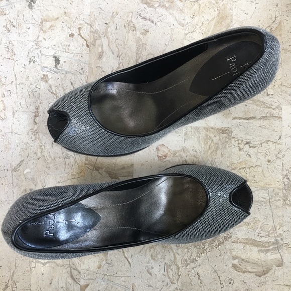 Silver /Black Metallic High Wedge Platform Pump - Picture 2 of 12